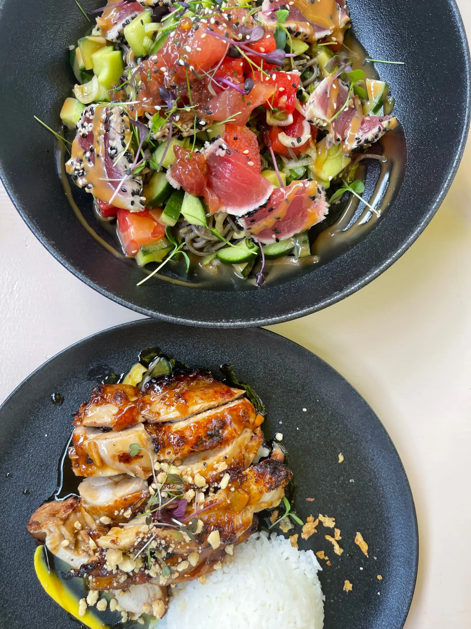 Sesame tuna noodle salad at Haus am Fluss, Zurich