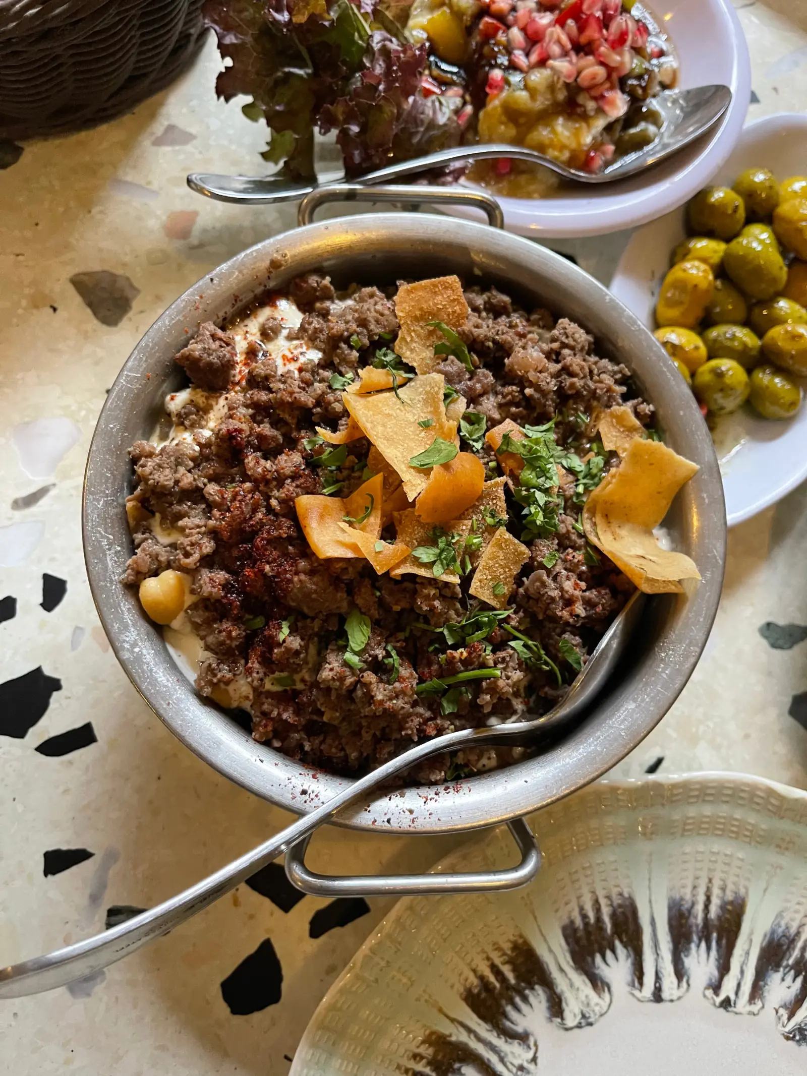 Mezze table at Al Dayaa, Cairo