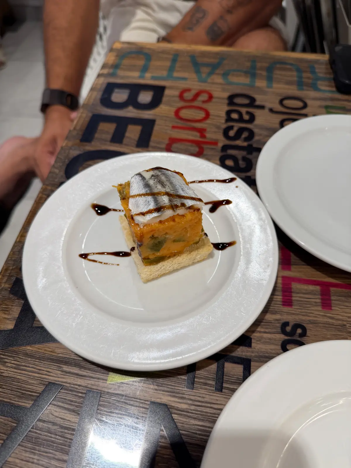 A pintxo on bread at Bar Bergara