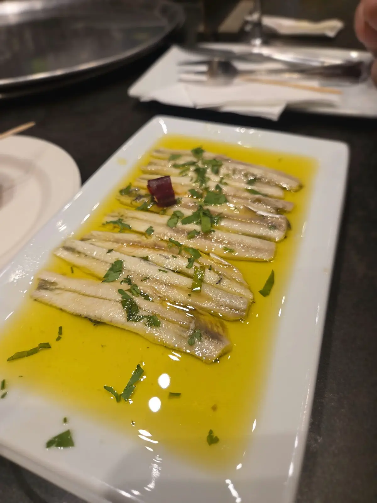 Marinated anchovies at Borda Berri