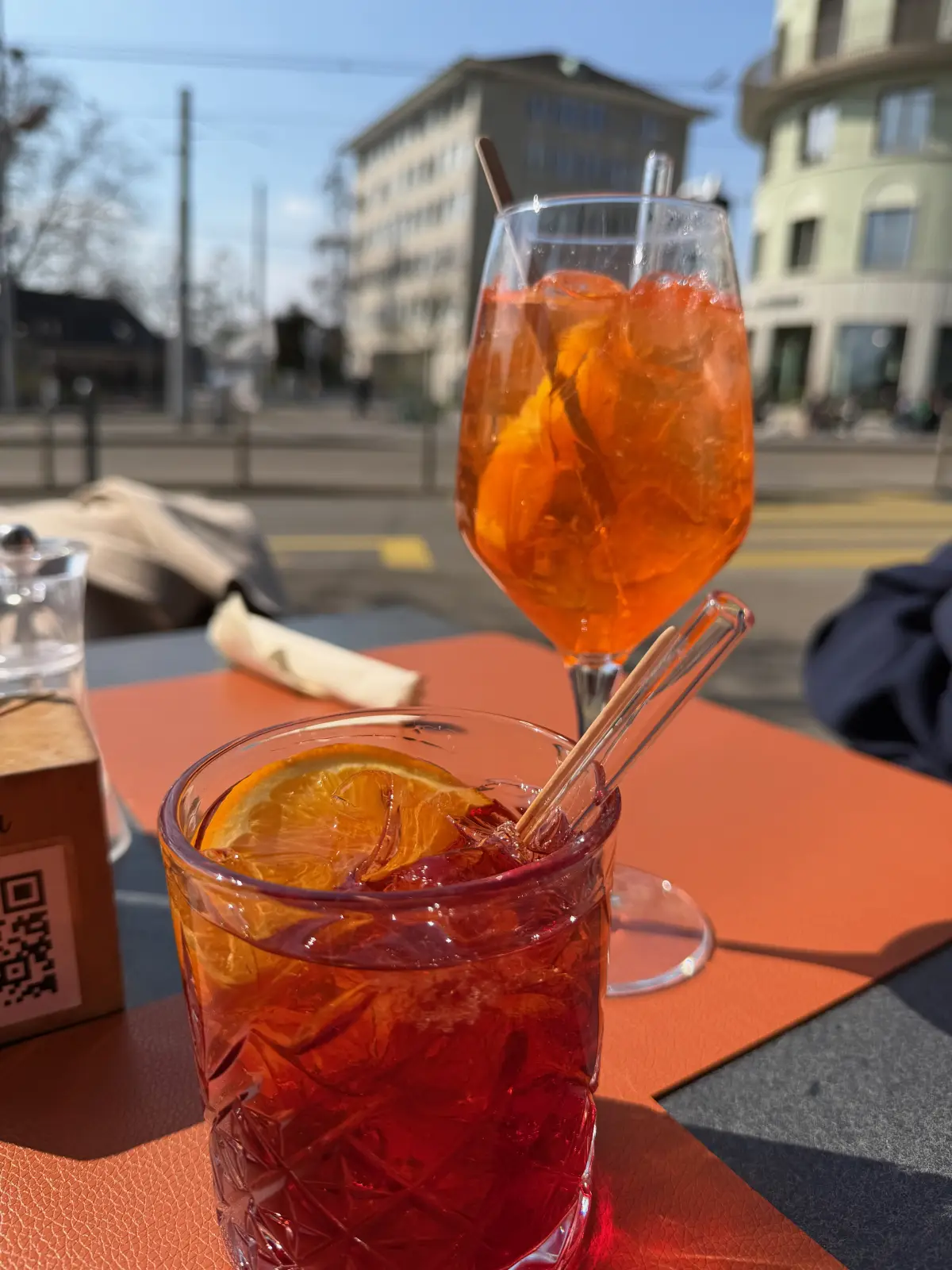 Aperol spritz and negroni on the terrace at Edi’s