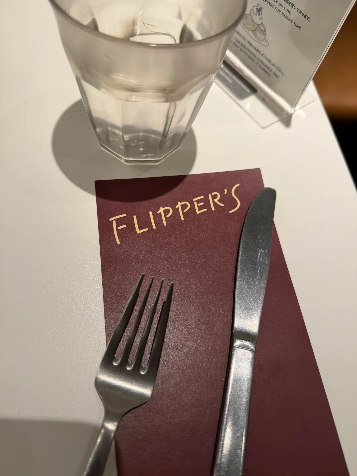 The Flipper’s menu on the table