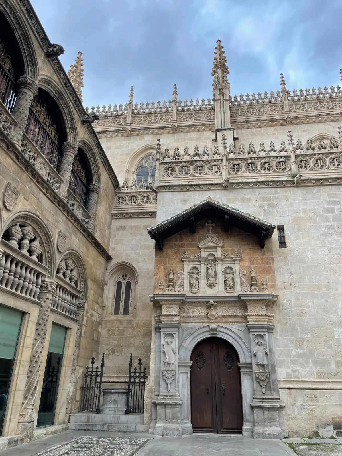 The Gothic facade of the Royal Chapel of Granada