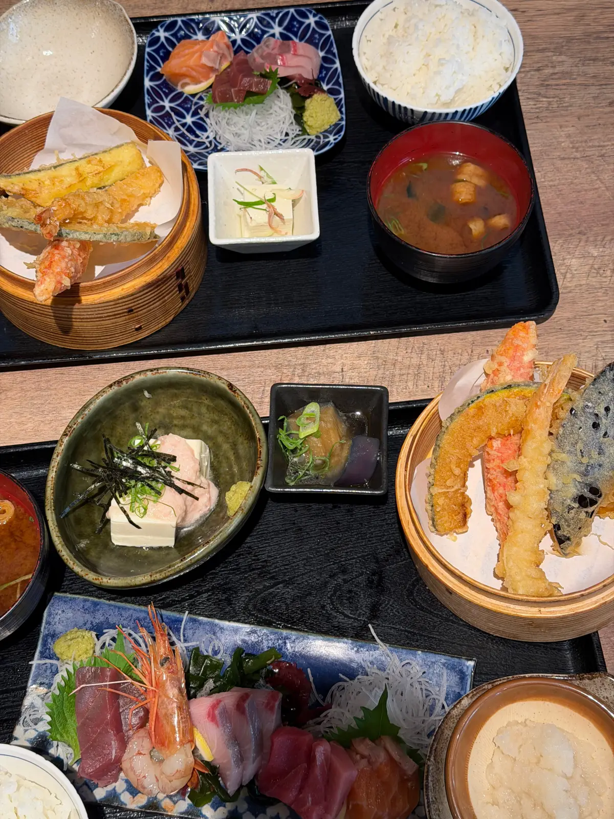 Two lunch sets on the table at Komefuku