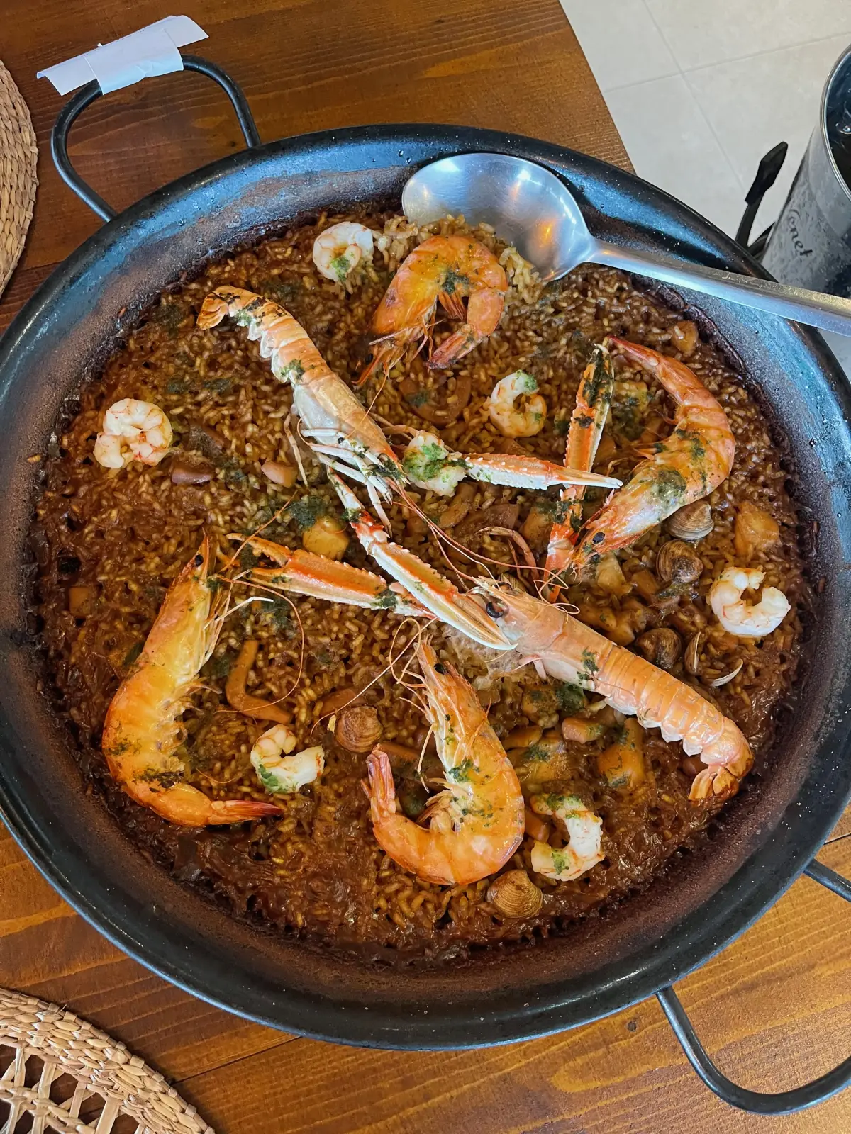Seafood paella by the beach