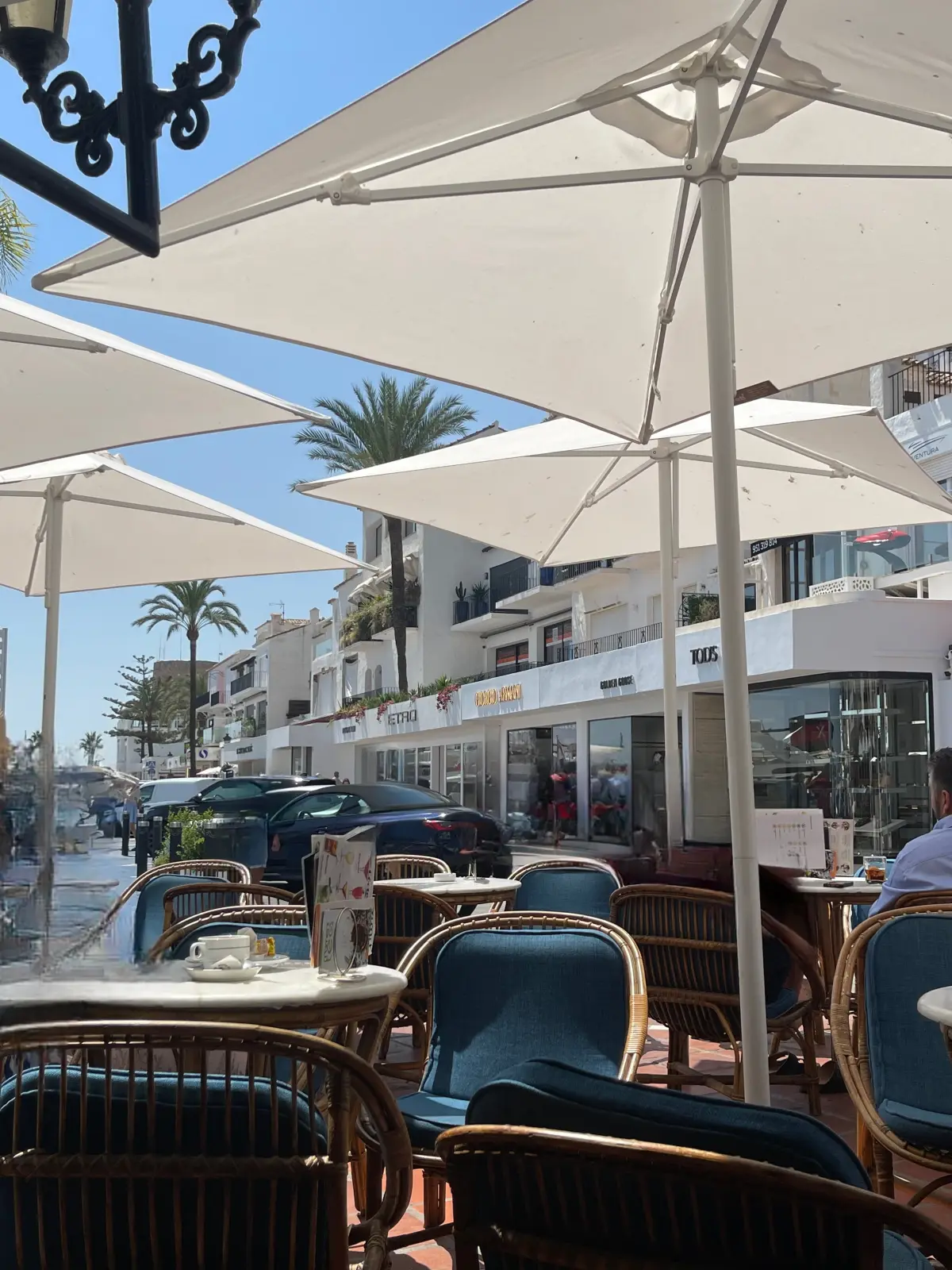 Cafés and terraces at Puerto Banús