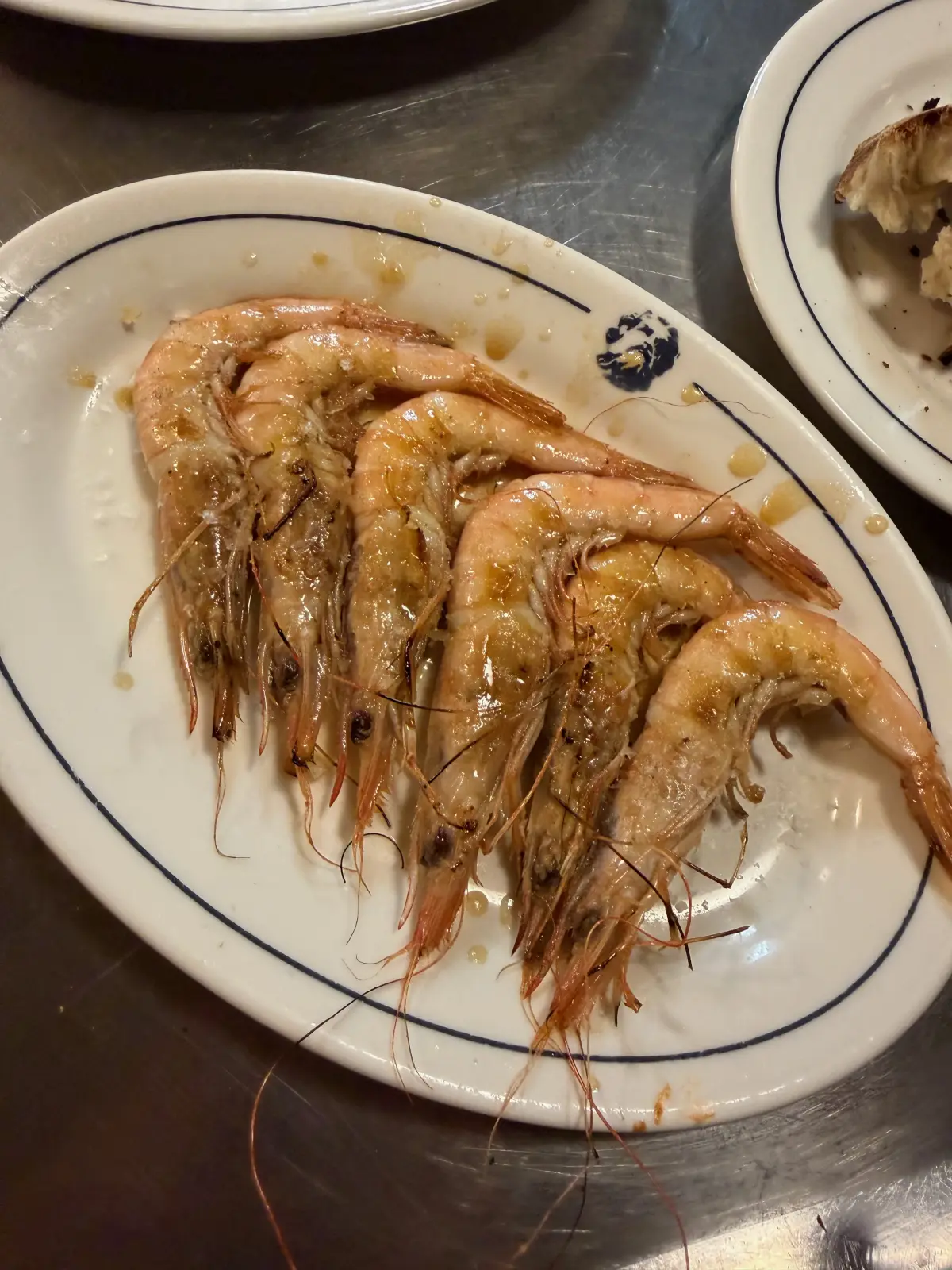 Grilled red prawns at Ultramarinos Marín