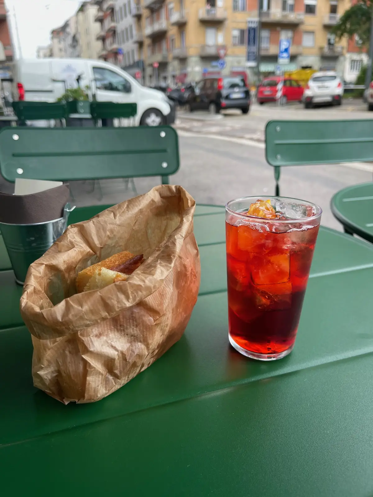 An aperitivo on a terrace in Milan
