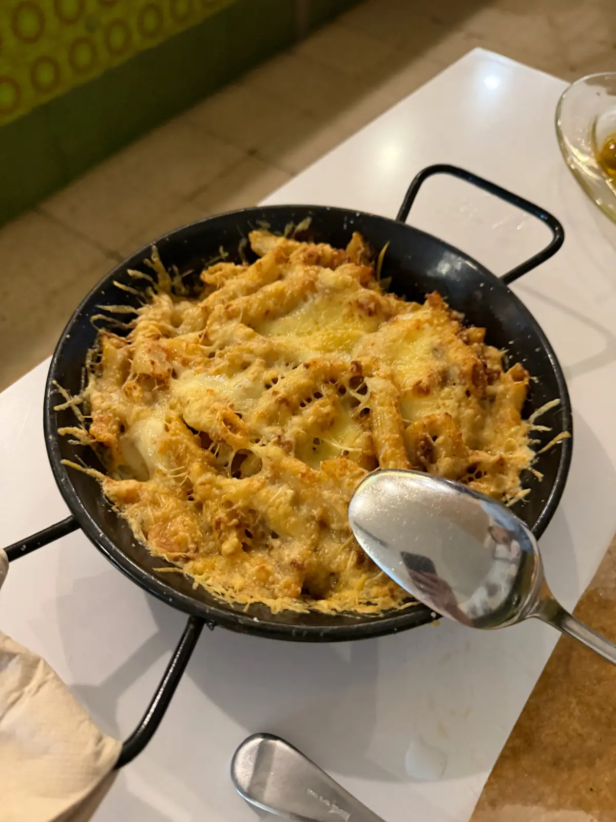 Baked macaroni gratin at Santa Magdalena