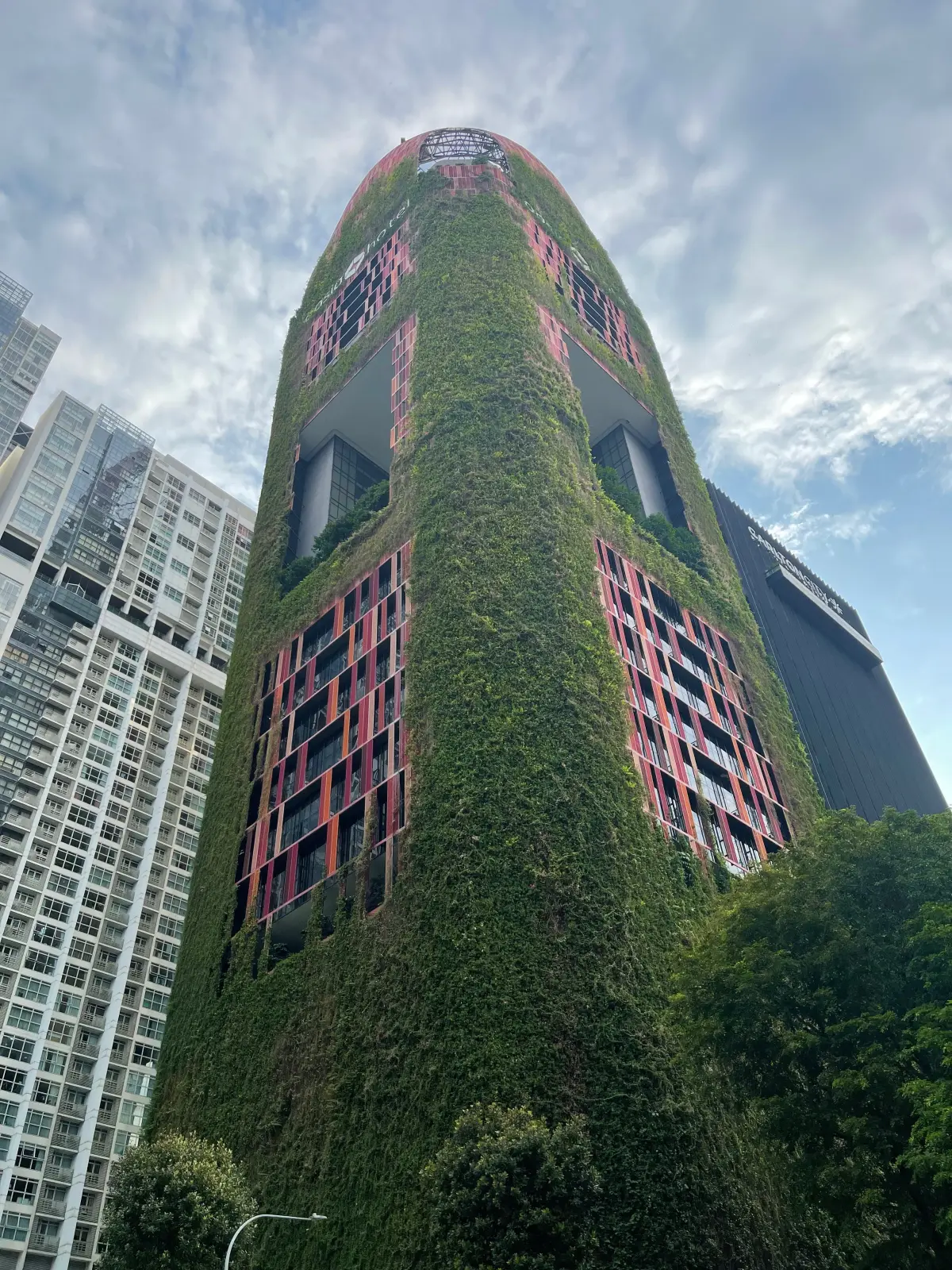 The plant-covered Oasia Hotel Downtown tower in Tanjong Pagar