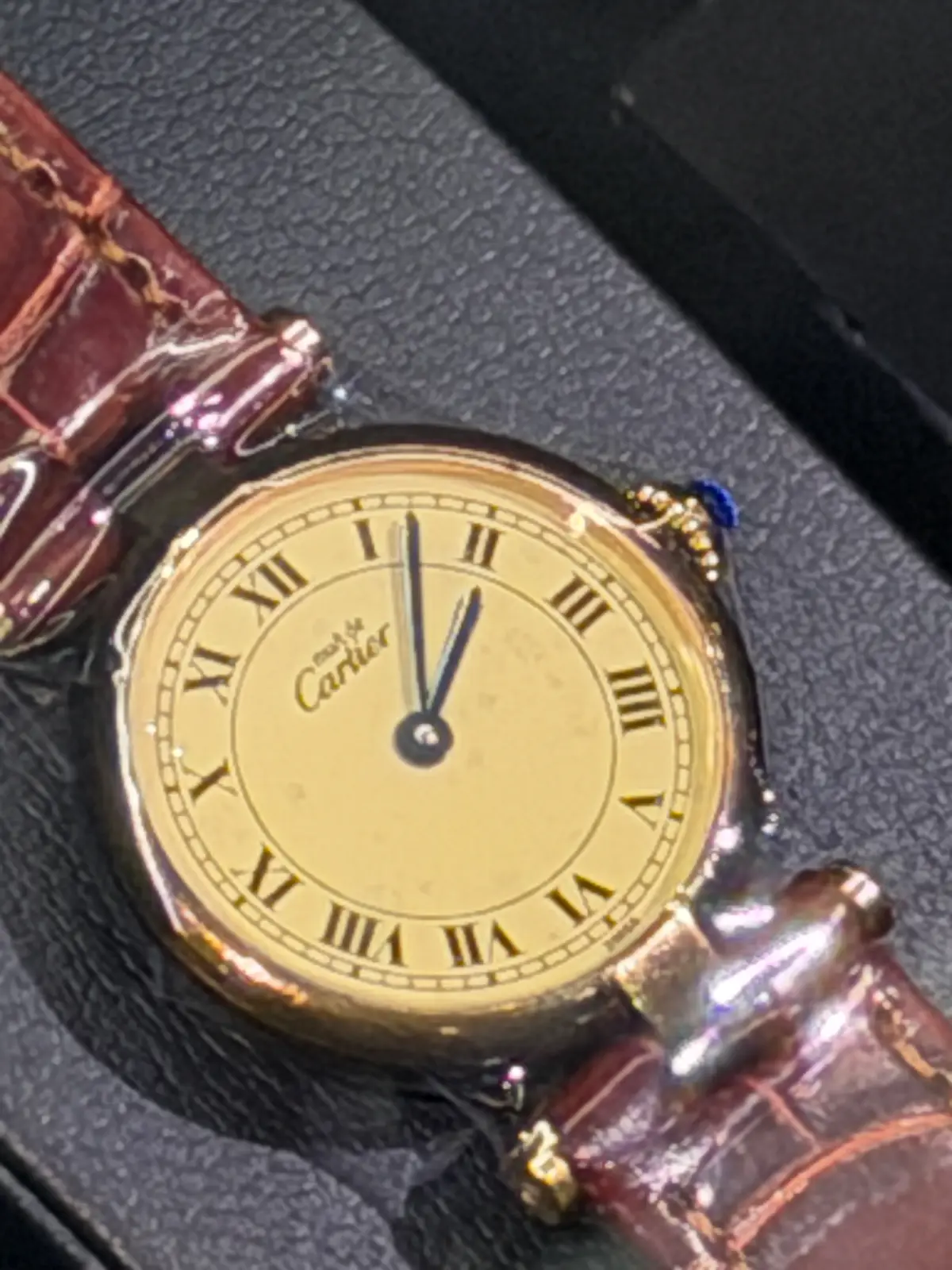 A vintage Must de Cartier in a Nakano Broadway case