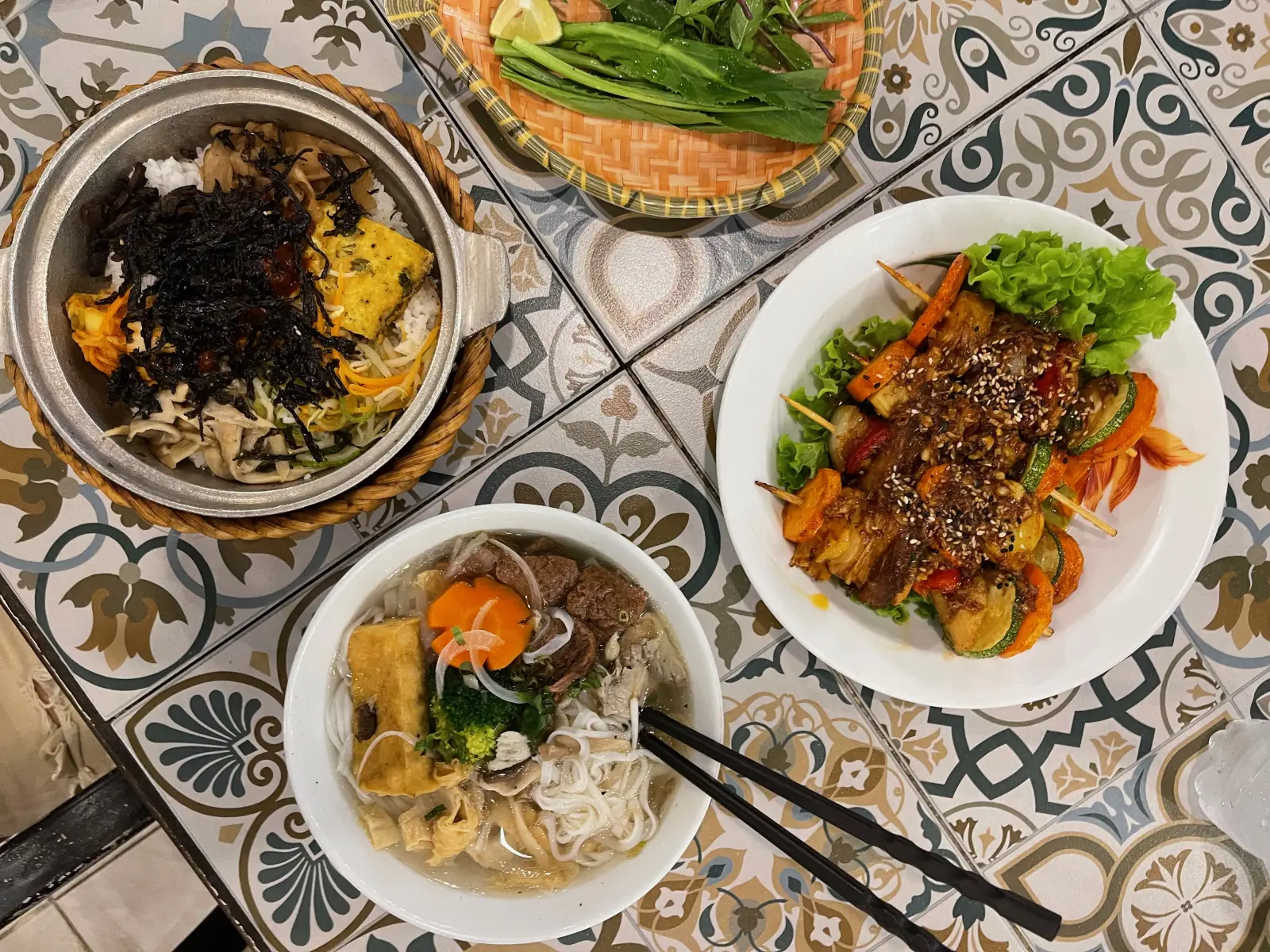 A Vietnamese lunch spread