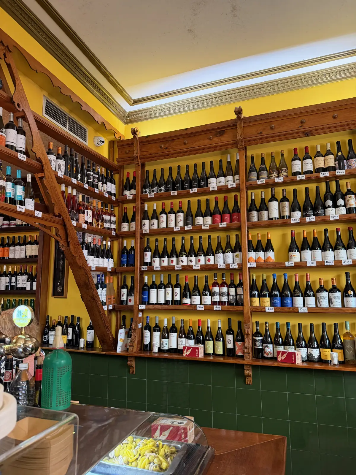 Wine shelves at a tapas bar in El Tubo, Zaragoza